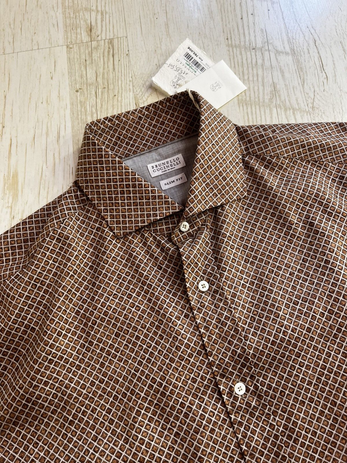 Brunello Cucinelli Brunello Cucinelli Slim Fit Geometric Print Shirt XL Size US XL / EU 56 / 4 - 7 Thumbnail