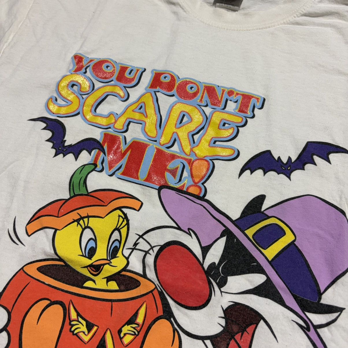 Warner Bros Vintage Looney Tunes Sylvester Tweety Halloween T Shirt Y2K Size US L / EU 52-54 / 3 - 6 Thumbnail