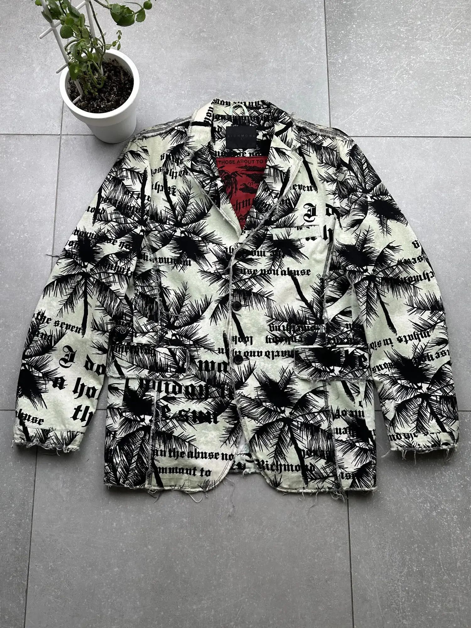 image of Avant Garde x John Richmond Richmond «X» Vintage Distressed Printed Blazer, Men's (Size XL)