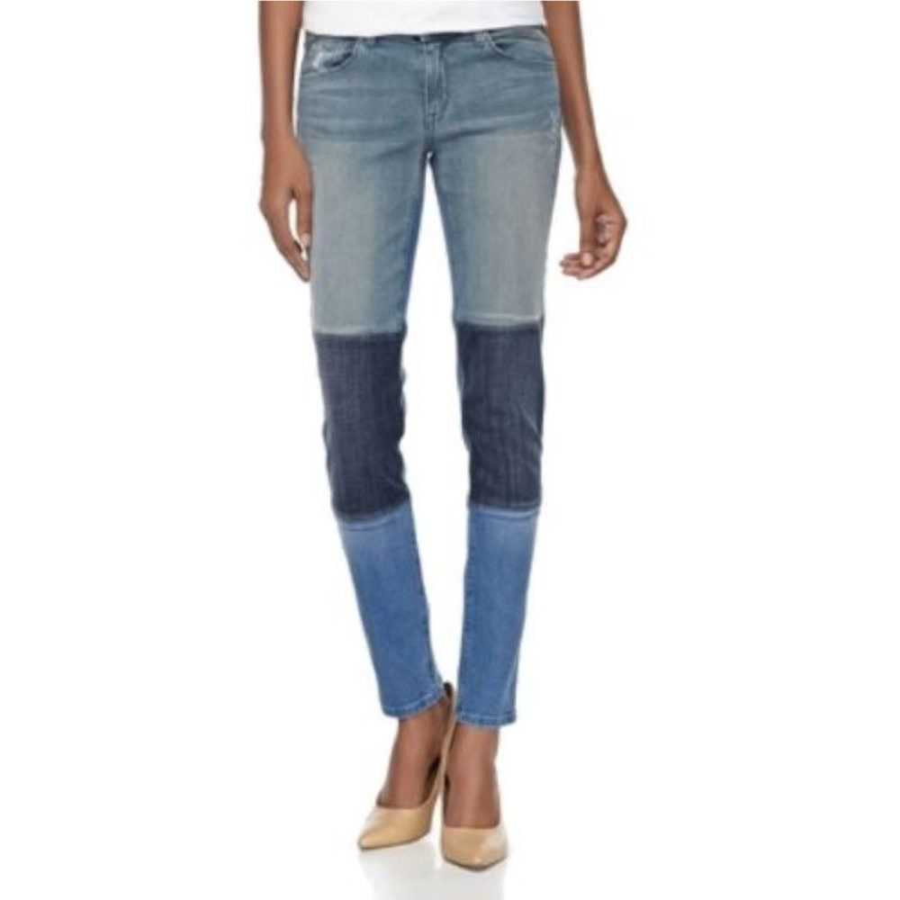 Other Fade to Blue Tri-Color Patchwork Slim Fit Jeans Size 28 Size 28" / US 6 / IT 42 - 1 Thumbnail