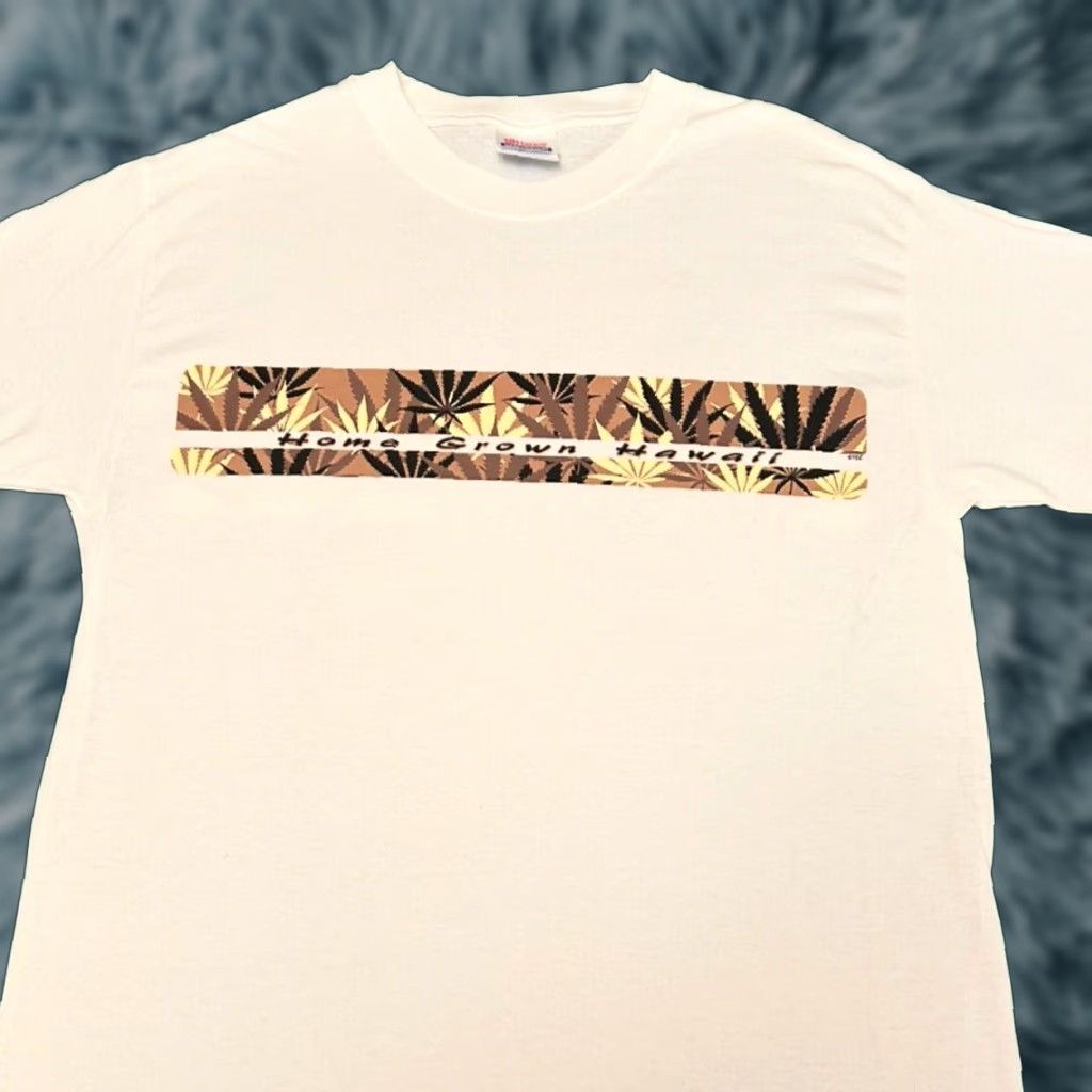 Vintage VINTAGE Home Grown Hawaii 420 Stoner Weed VTG Shirt Mens Size Medium White 90s Hip Hop Skater Surfer Funny Size US M / EU 48-50 / 2 - 1 Thumbnail