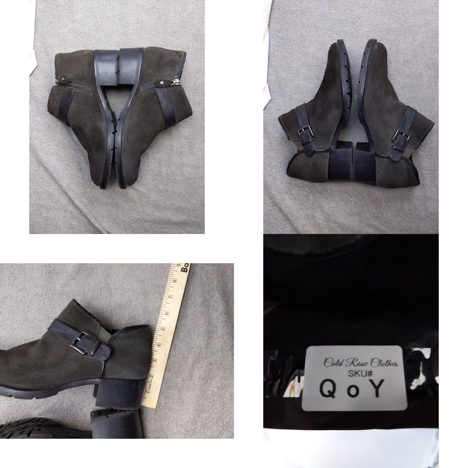Vintage VINTAGE? No. Sporto Boots Women 9 Black Suede Ankle Booties Faux Fur Lined Zip Buckle Boot Size US 9 / IT 39 - 8 Thumbnail