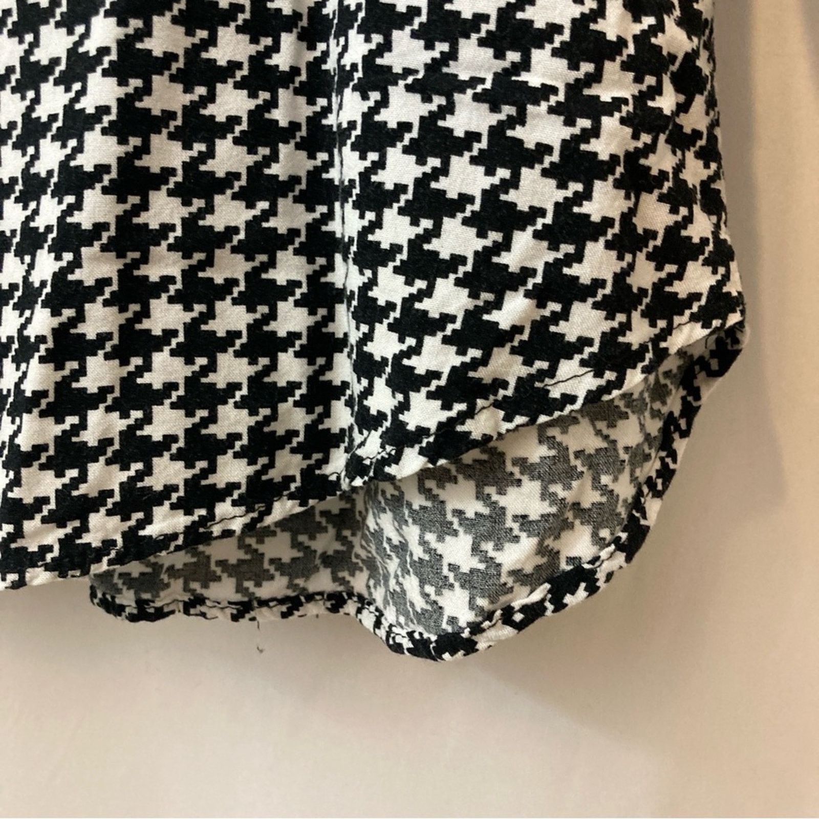 Other Big Dart Retro Black White Houndstooth Plaid Blouse Top Size M / US 6-8 / IT 42-44 - 3 Thumbnail