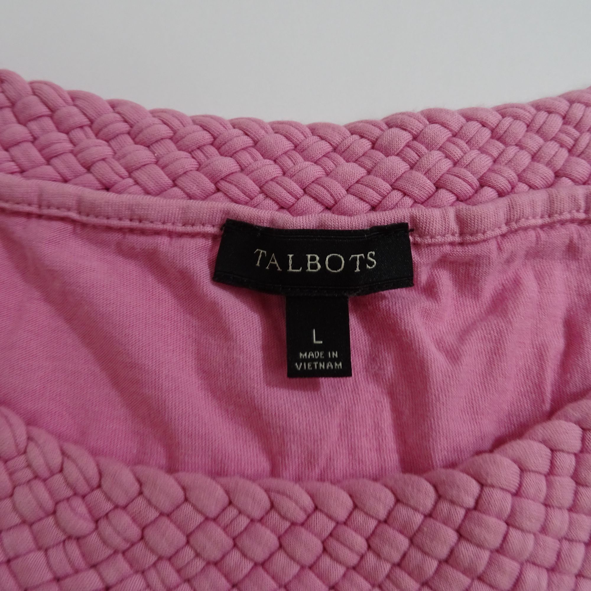 Talbots Talbots Pink Braided Neckline Short Sleeve Knit Top Size L Size L / US 10 / IT 46 - 4 Thumbnail