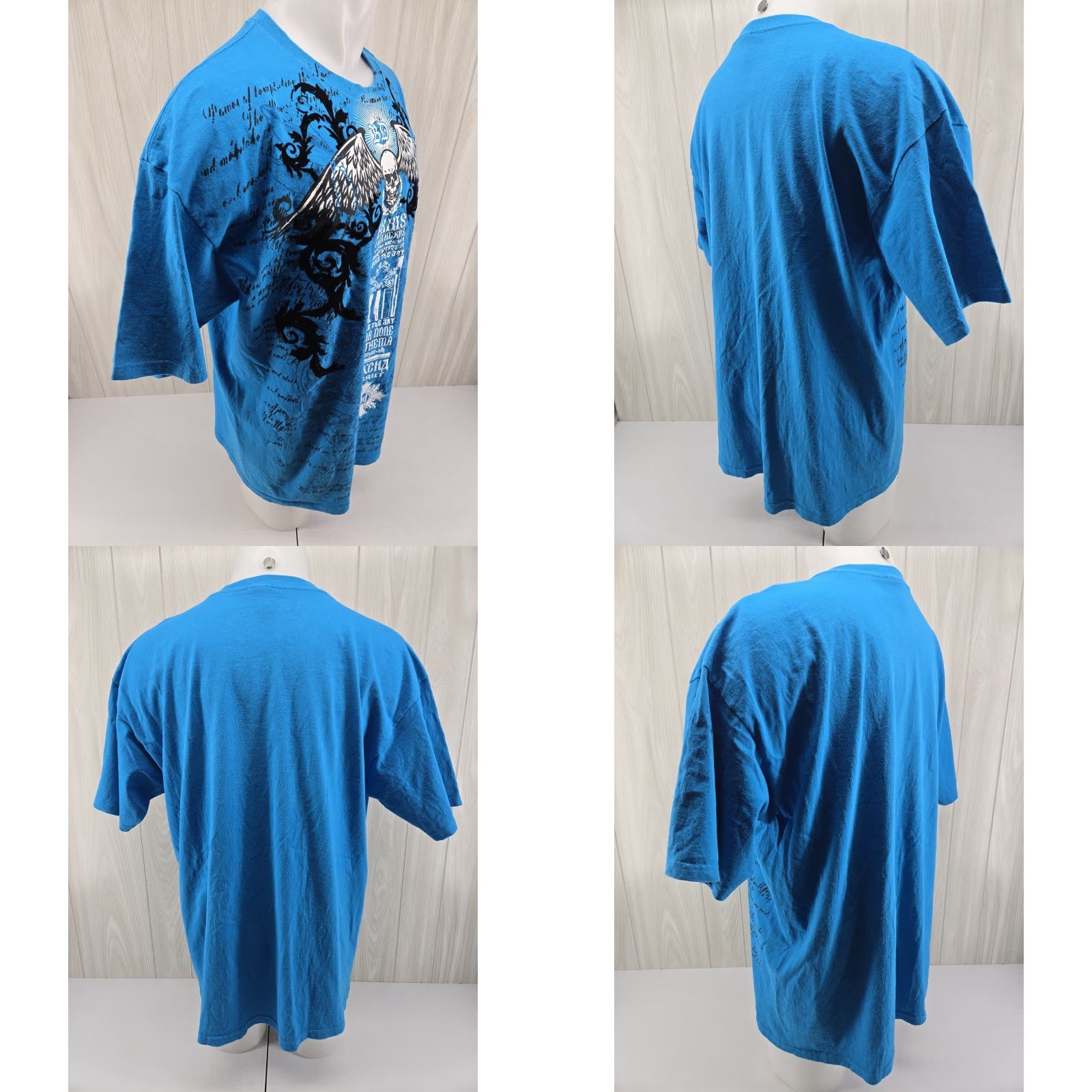 Velvet VINTAGE yazbek Y2K T-Shirt Blue Short Sleeve Skull Grunge Cross Velvet Wings Gothic 2XL Mens Size US XXL / EU 58 / 5 - 8 Thumbnail
