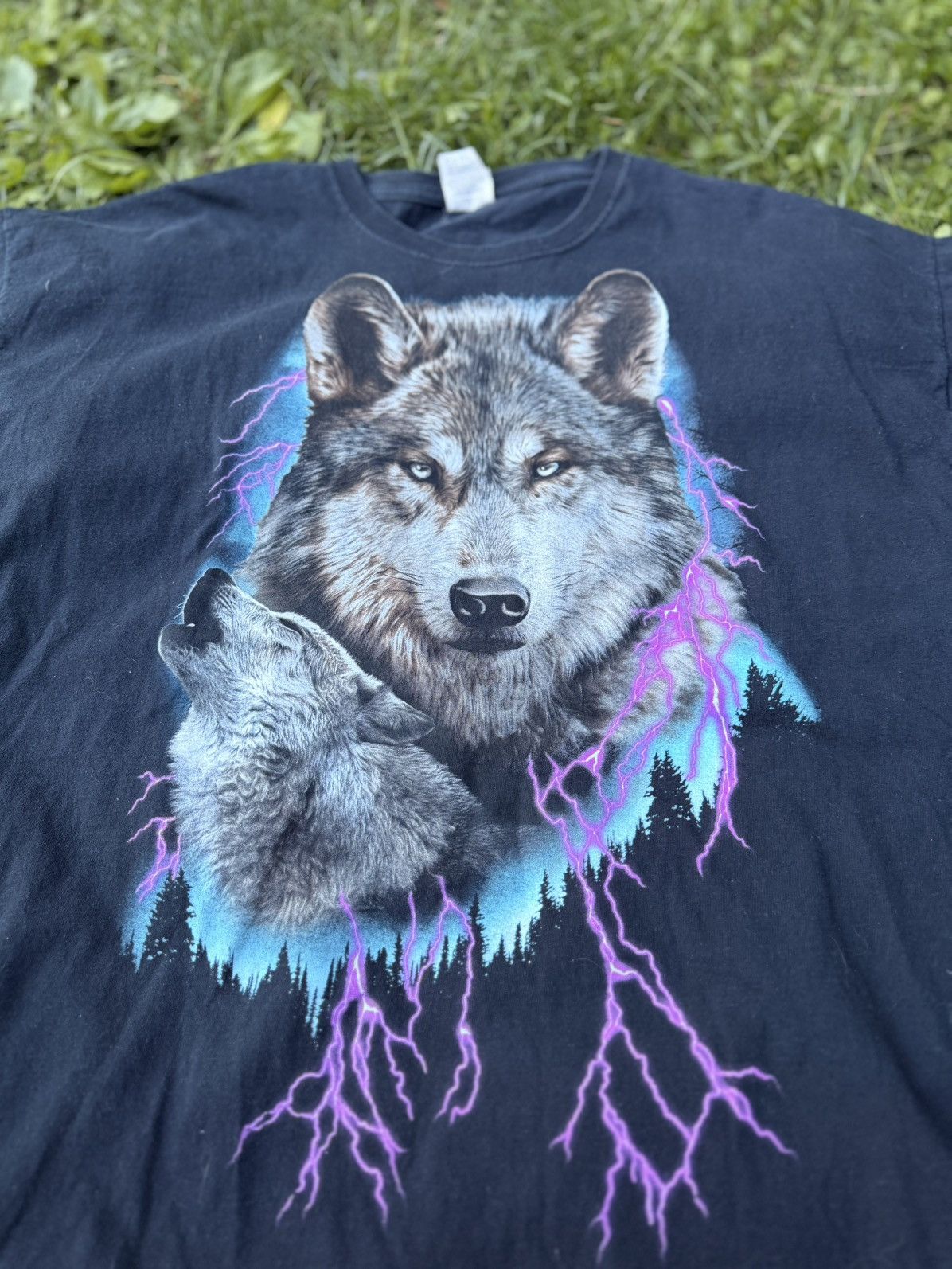 Vintage VTG Wolf Purple Lightning Nature tee Size XXL Size US XXL / EU 58 / 5 - 2 Thumbnail