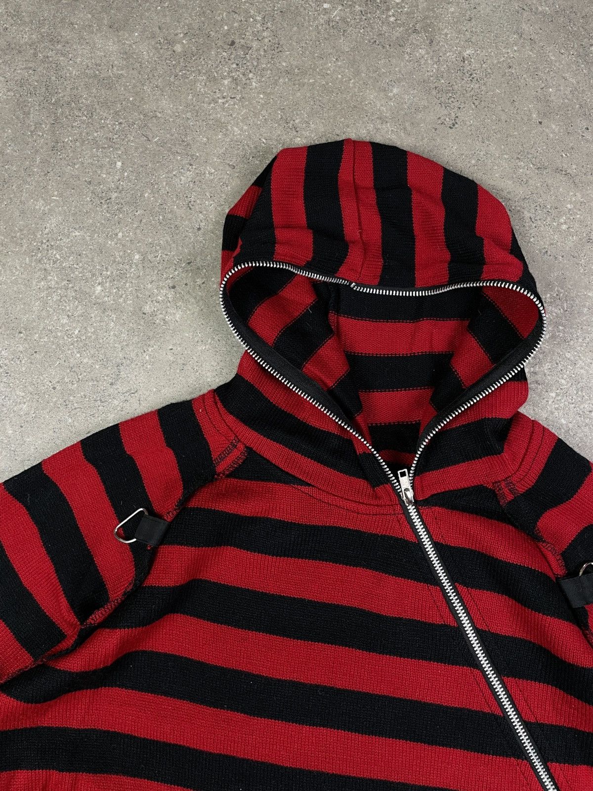 Japanese Brand × Vintage Vintage Goth Y2K Opium Striped Gringe Full Zip Sweater Size US L / EU 52-54 / 3 - 6 Thumbnail