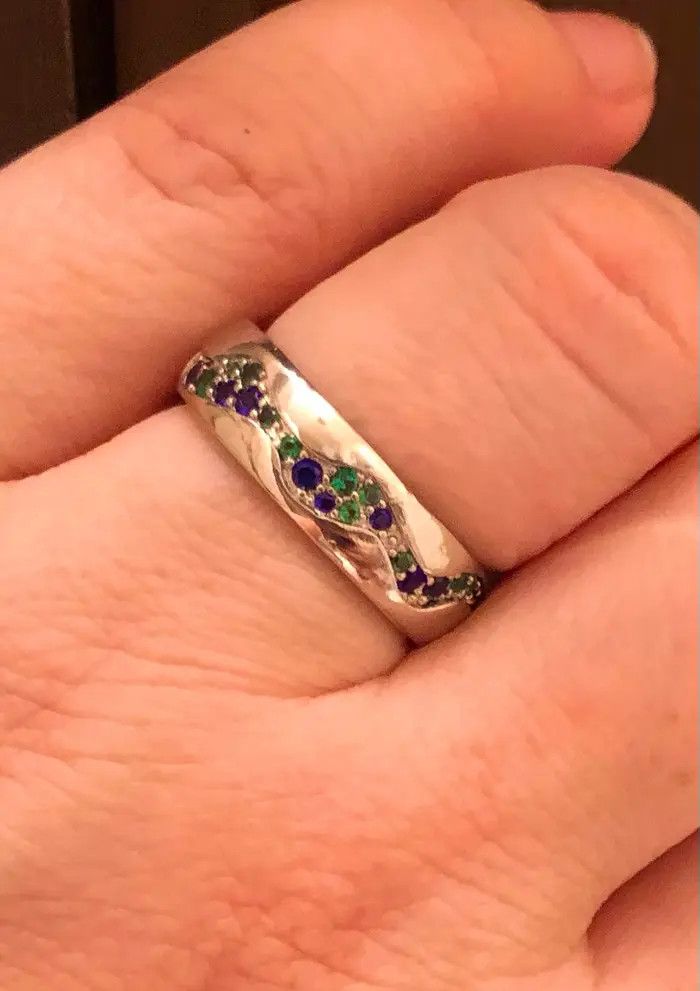 Jewelry Luxury Crystal Green/Blue Rings Size ONE SIZE - 5 Thumbnail