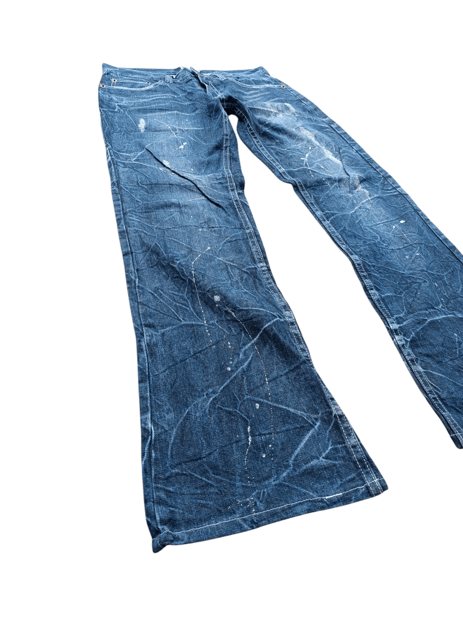Japanese Brand × Le Grande Bleu (L.G.B.) × Tornado Mart RARE Flared Nylaus Whiskers Distressed Jeans Size US 31 - 1 Thumbnail