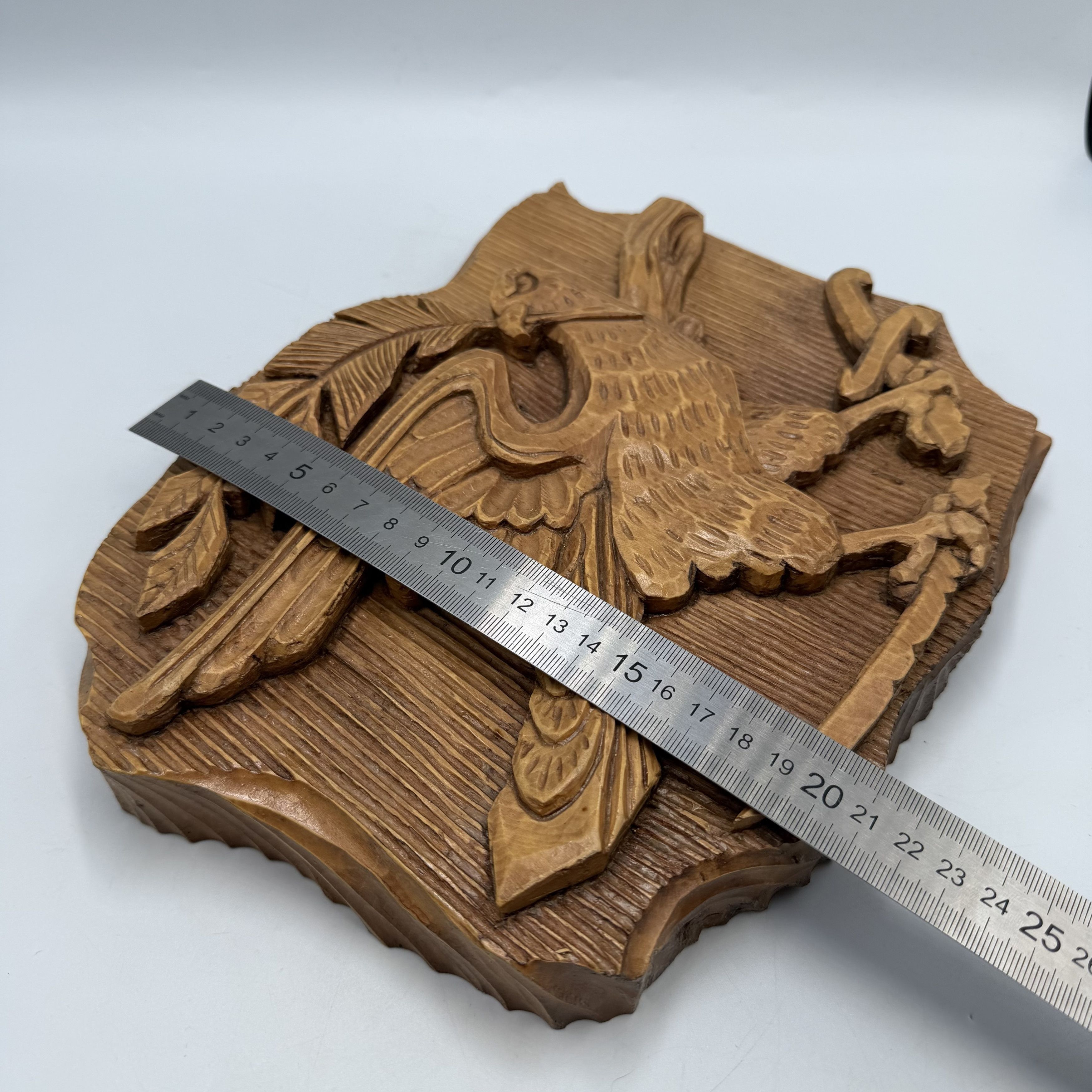 Vintage Vintage Hand Carved Wooden Eagle Wall Plaque Folk Art Signed Size ONE SIZE - 6 Thumbnail