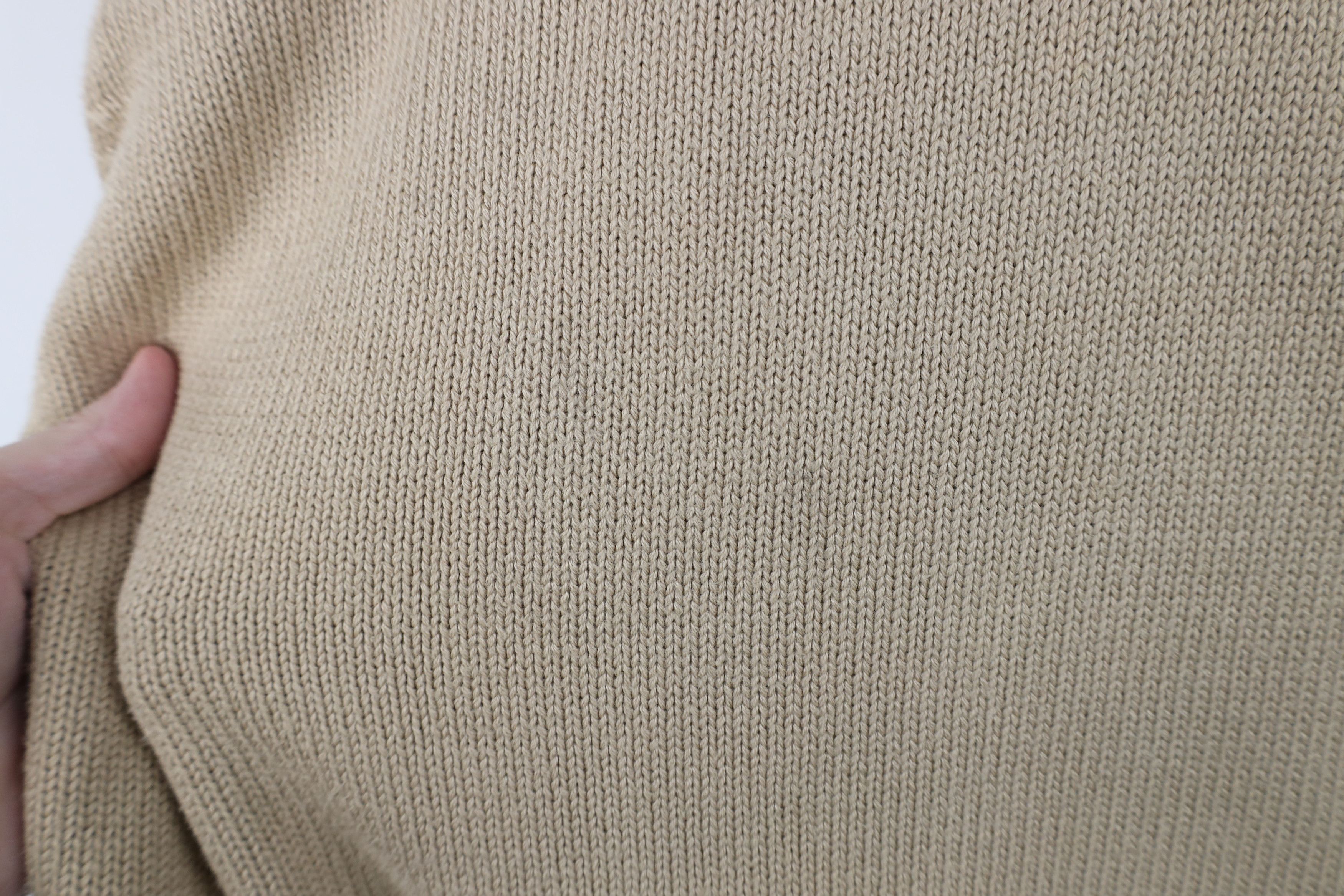 L.L. Bean Vintage 90s LL Bean Blank Cotton Knit V-Neck Sweater Beige Size US L / EU 52-54 / 3 - 6 Thumbnail