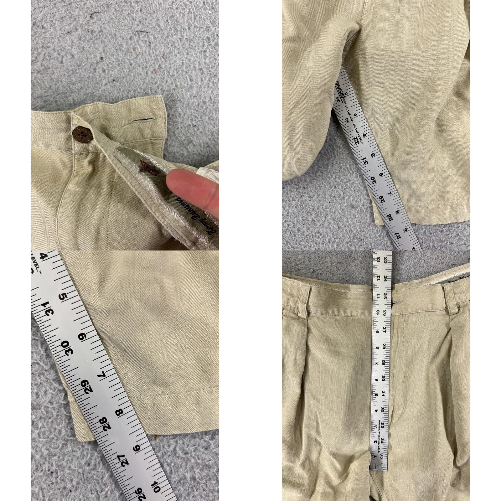 Tommy Bahama VINTAGE Tommy Bahama Bermuda Shorts Men 34 Beige 100% Silk Pleated Herringbone Easy Care Quick Dry Aloha Beach Mens Size US 34 / EU 50 - 8 Thumbnail
