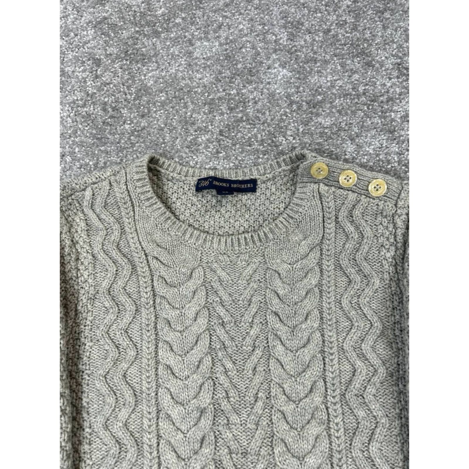 Brooks Brothers Brooks Brothers Sweater Womens XS Gray Cotton Wool Cable Knit Pullover Size XS / US 0-2 / IT 36-38 - 2 Thumbnail