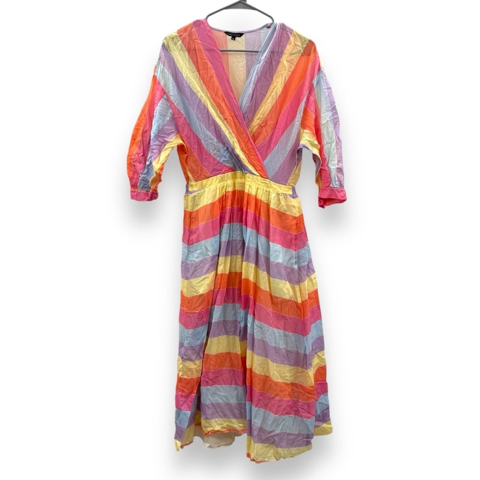 Tara Jarmon Tara Jarmon Rainbow 3/4 Sleeve Midi Dress Sz 38 / US 6 Size XS / US 0-2 / IT 36-38 - 2 Thumbnail