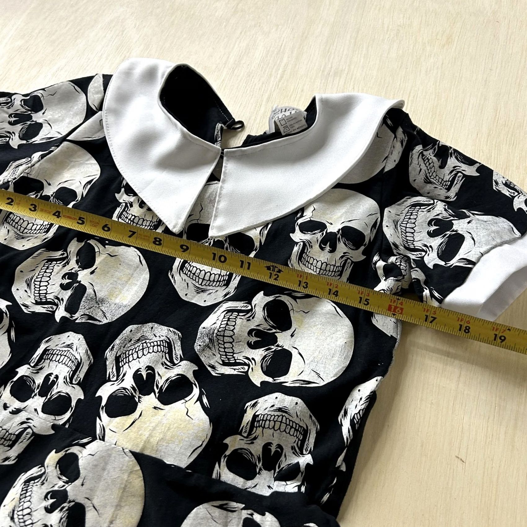 Vintage Fairy Goth Shop Dress Womens M Black Skull Collared Fit & Flare Halloween Size M / US 6-8 / IT 42-44 - 6 Thumbnail