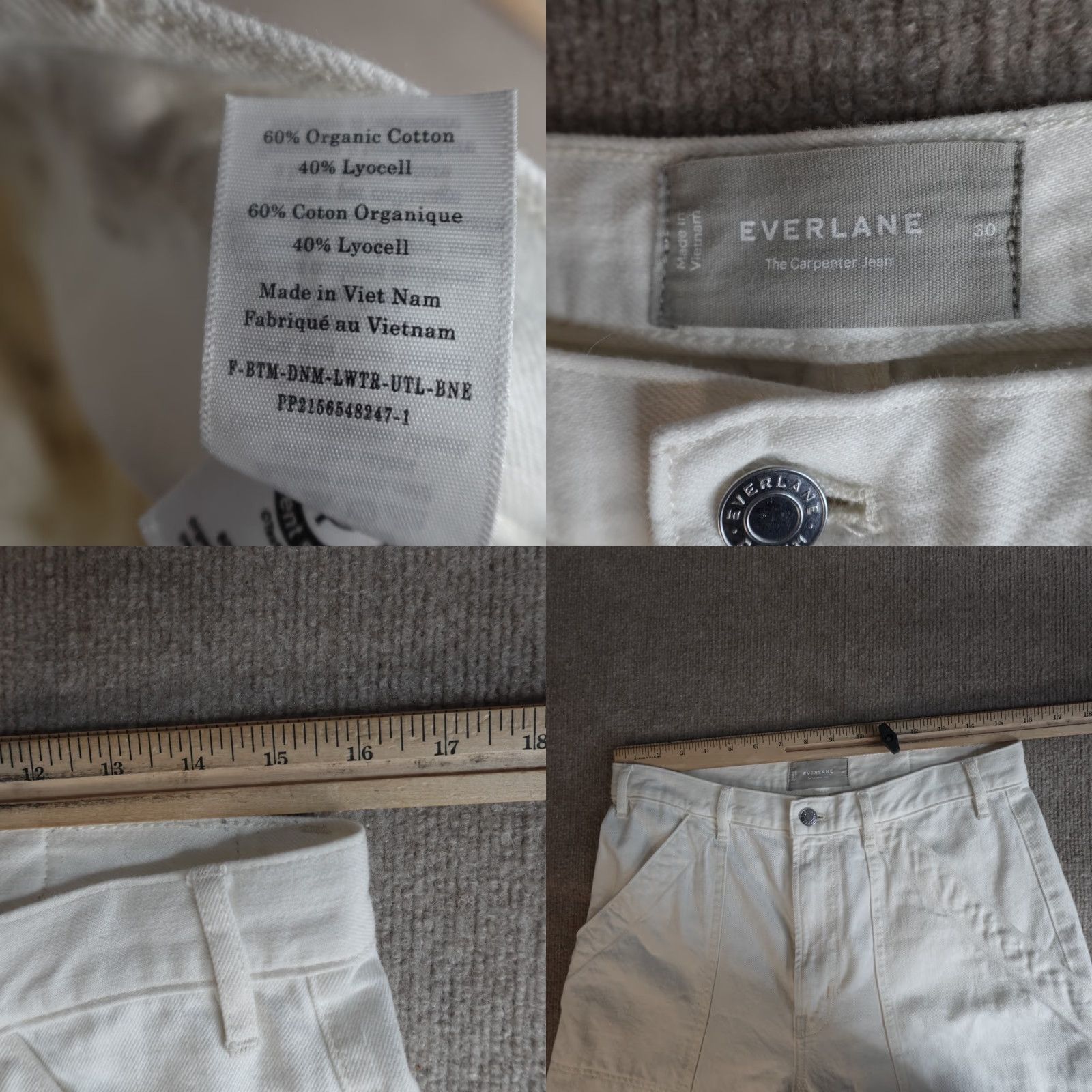 Everlane Everlane Jeans 30 Ivory Ecru Wide-Leg Regular 5-Pocket Denim Cotton Lyocell High Rise Womens Boys Mens Girls Size 30" / US 8 / IT 44 - 8 Thumbnail
