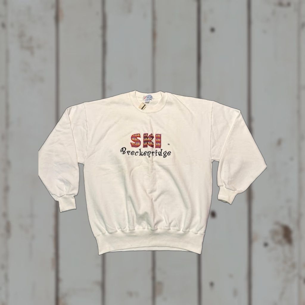 Jerzees VINTAGE Jerzees Sweatshirt Breckenridge Ski 80's White XL USA Made NWT Rare Mens Pullover Crew neck Knit Mockup? Size US XL / EU 56 / 4 - 1 Thumbnail