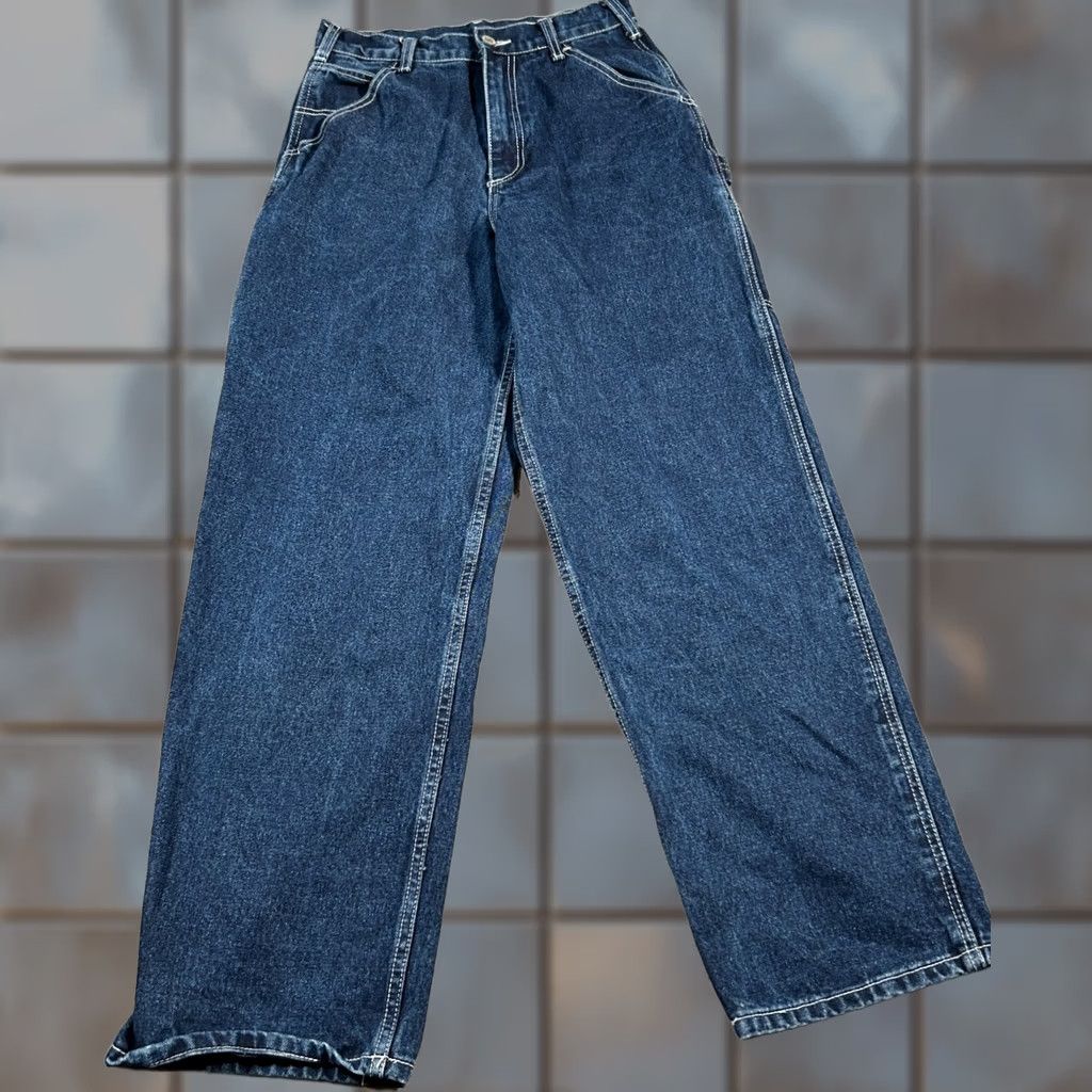 Vintage John Galt Jeans Men Small 25x27 Blue Denim Dark Wash Baggy Skater Zip 5-Pocket Straight Jeans Men’s Regular Denim Pants Classic Baggy Skaterwear Size US 29 - 1 Thumbnail