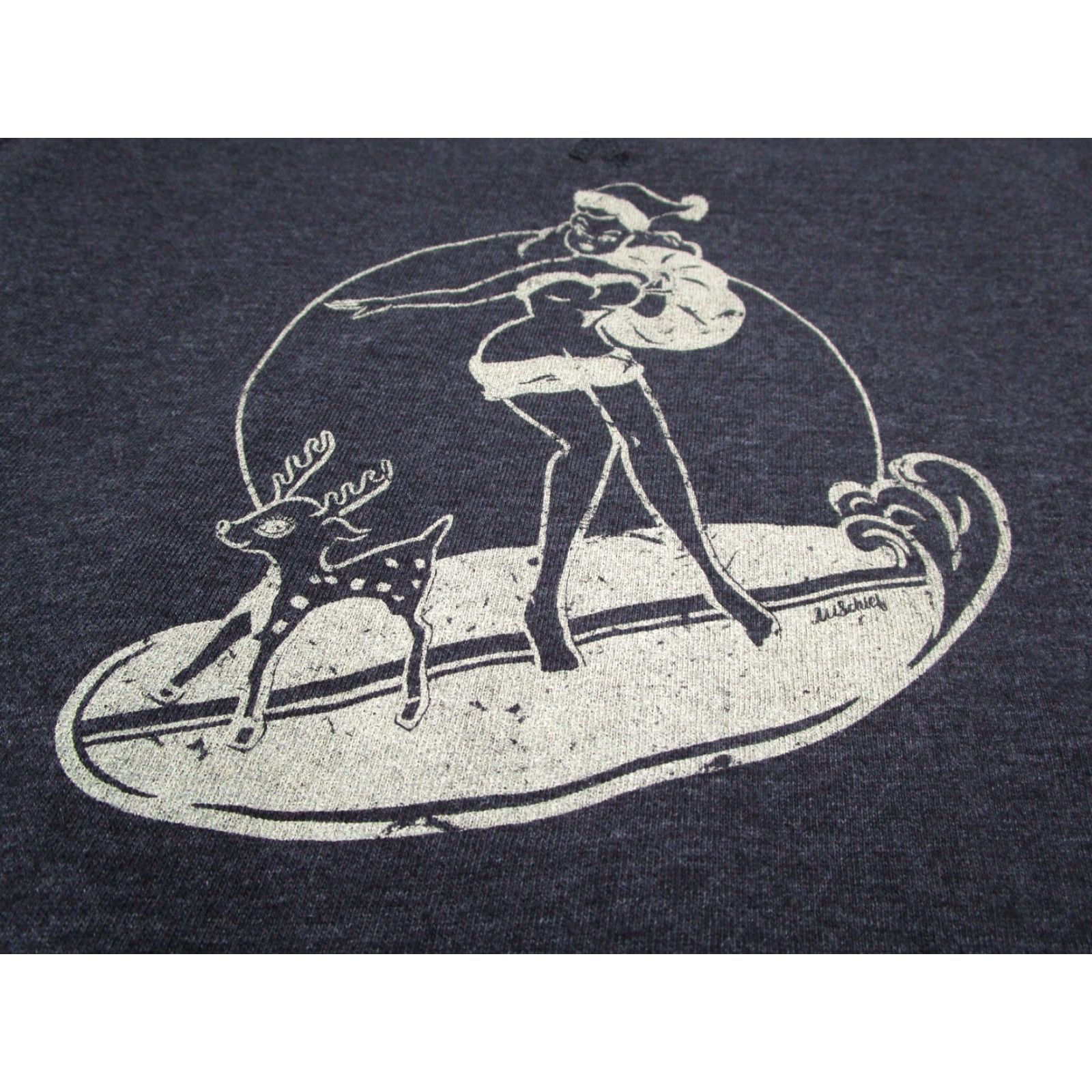 Vintage Mischief Made Women's Sweatshirt Large Gray Holiday Surfer Pinup Crew Neck Pullover Fleece Retro USA Size L / US 10 / IT 46 - 3 Thumbnail