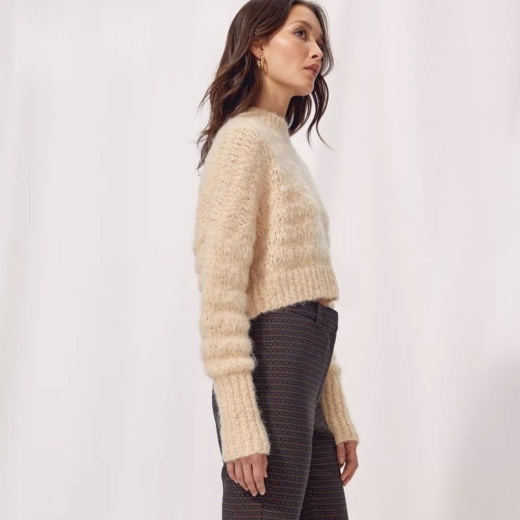 Aritzia Wilfred Lune Cream Alpaca Wool Cropped Sweater Size XXS Size XXS / US 00 / IT 34 - 2 Thumbnail