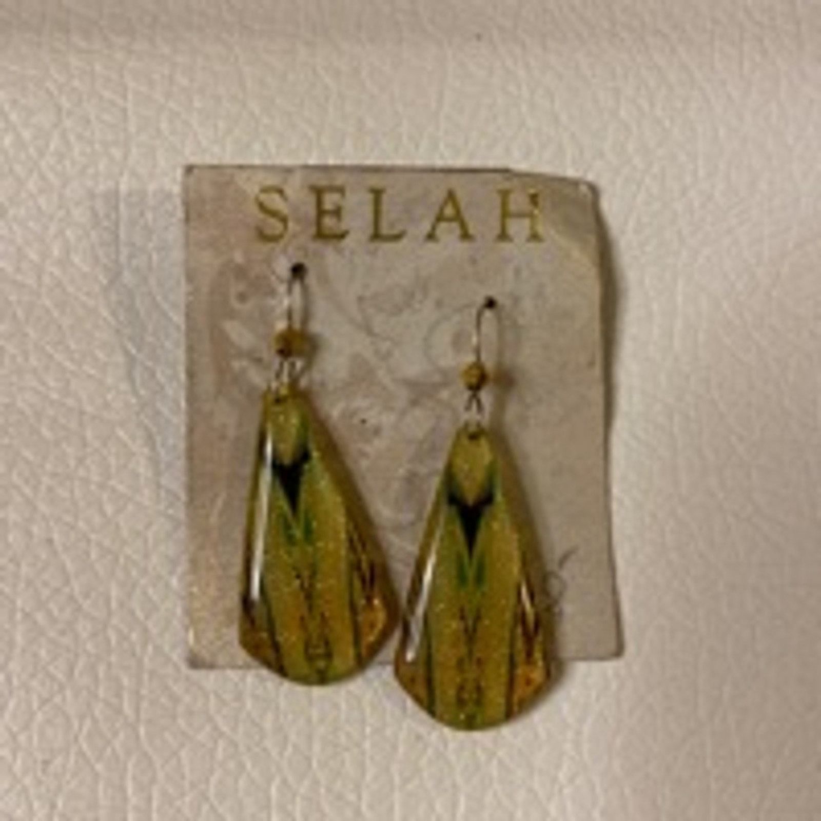 Other Gold Green Drop Earrings Selah Boho Chic Lightweight Dangle Size ONE SIZE - 3 Thumbnail