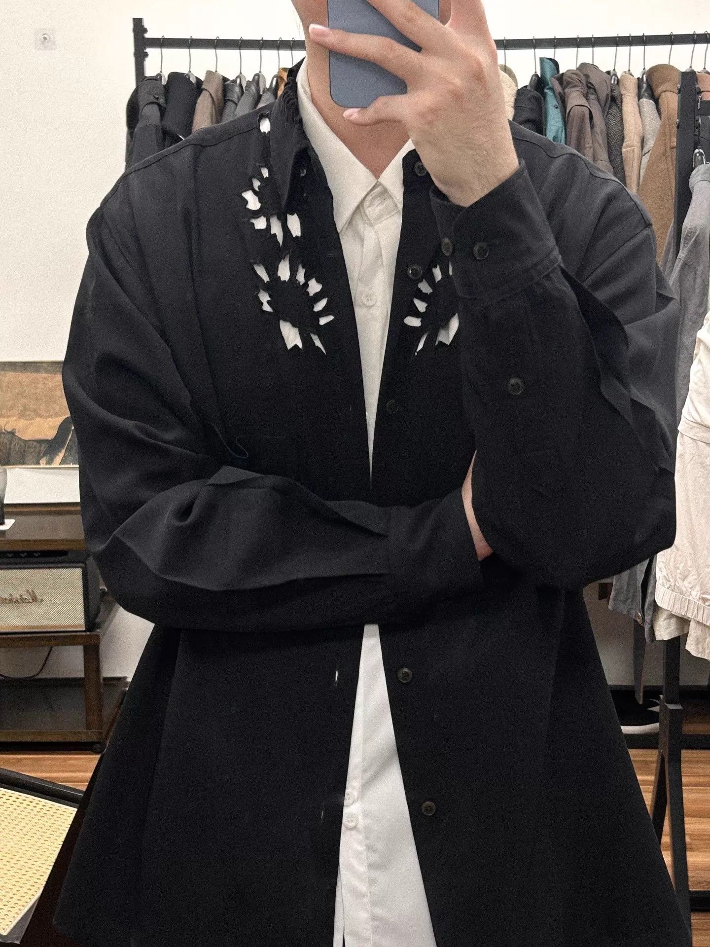 Yohji Yamamoto Yohji Yamamoto 96SS Flower Boy Cutout Wool Shirt Size US M / EU 48-50 / 2 - 7 Thumbnail