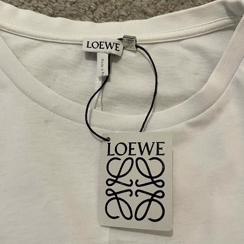 Loewe LOEWE White embroidered logo irregular short sleeve T-shir Size S / US 4 / IT 40 - 3 Thumbnail