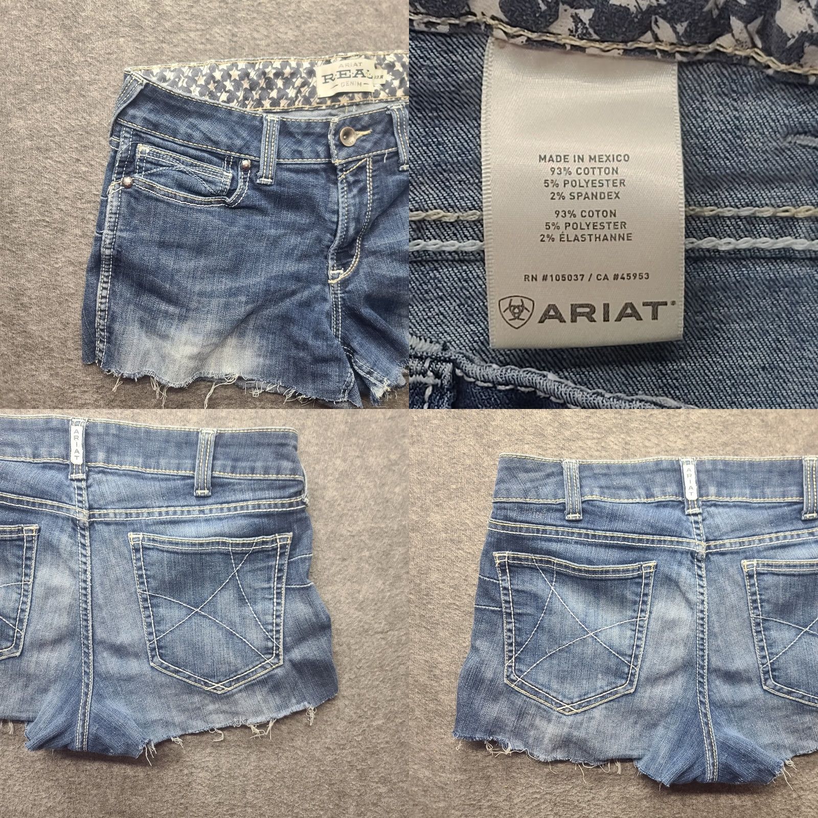 Ariat Ariat Cut Off Shorts 33 Regular High Rise Distressed Stretch Daisy Duke Denim Blue Women 5-Pocket Logo Pocket Style Cut-Off Jeans Boys Girls Mens Size 24" / US 00 / IT 34 - 8 Thumbnail