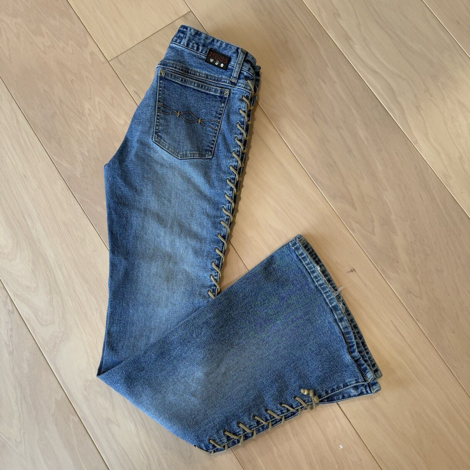 Other Vintage Mudd Yo Flare Jeans Women's 27 Blue Lace Y2K Glam Size 27" / US 4 / IT 40 - 8 Thumbnail