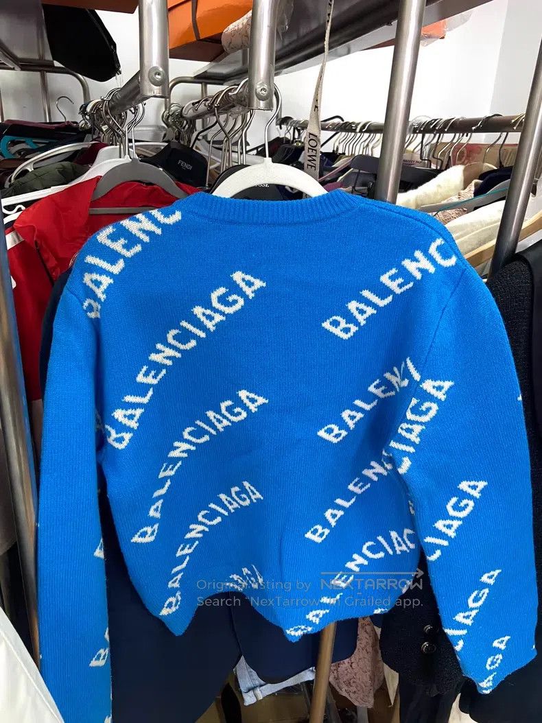 Balenciaga Balenciaga Blue barrage print sweater Size US S / EU 44-46 / 1 - 2 Thumbnail