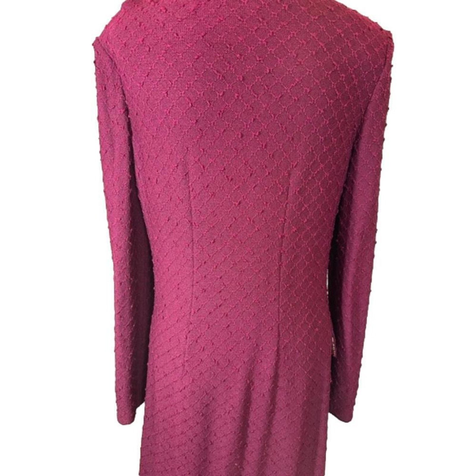 St. John St John Knit Vintage Elegant Long Coat with Floral Collar Size L / US 10 / IT 46 - 3 Thumbnail