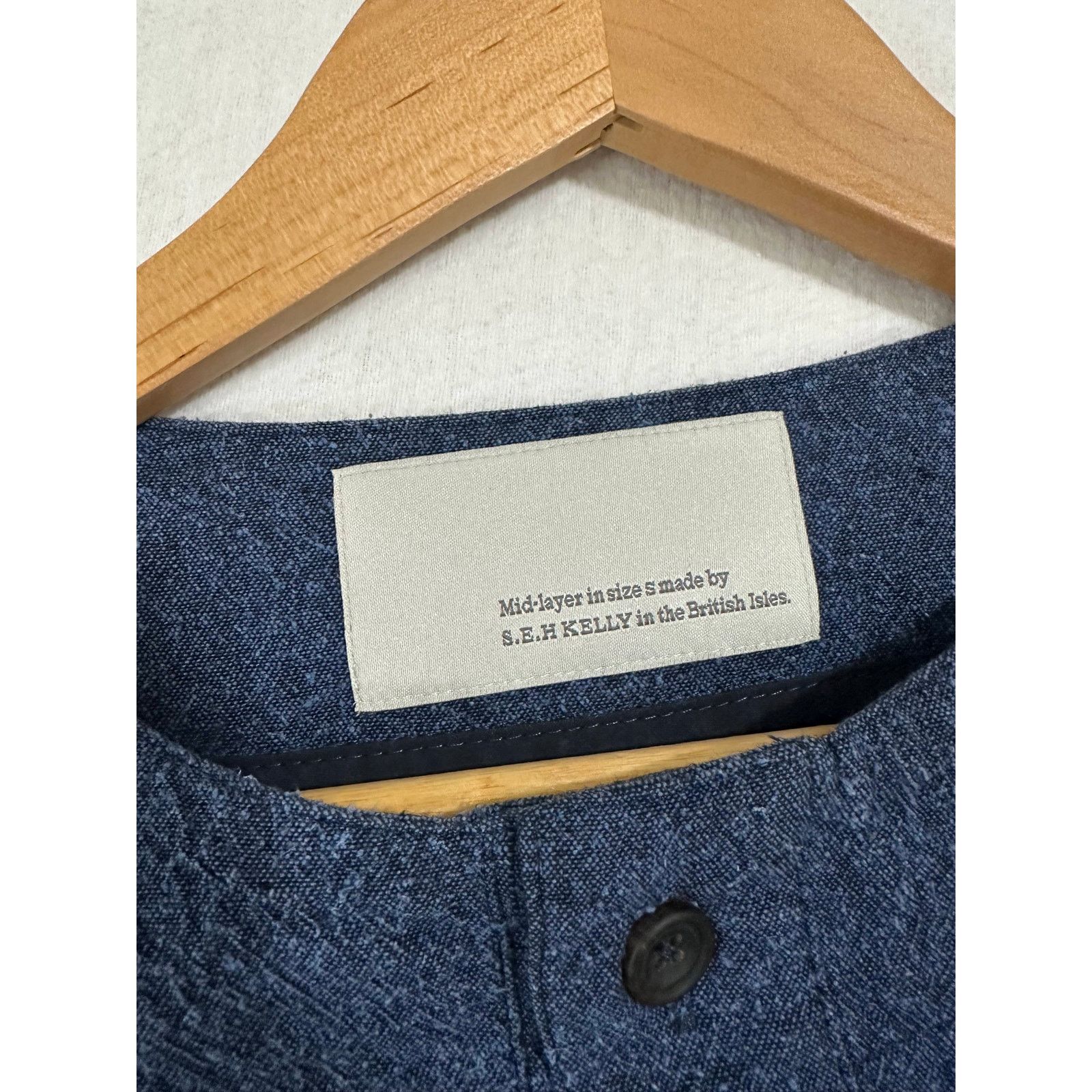 S.E.H. Kelly SEH Kelly British Indigo Denim Blue Pilled Henley Shirt S Size US S / EU 44-46 / 1 - 3 Thumbnail