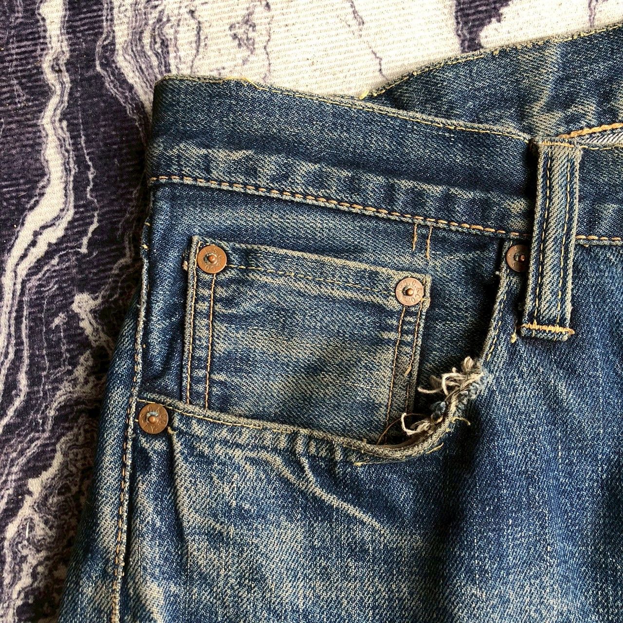 Sugar Cane Vintage Sugar Cane Selvedge Distressed Denim Size US 29 - 6 Thumbnail