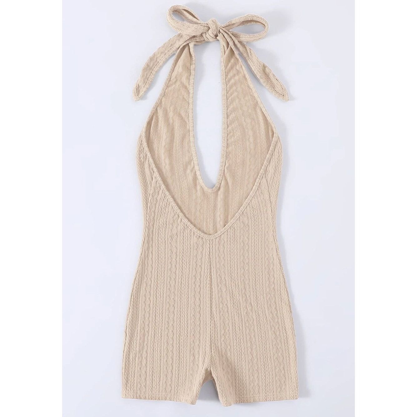 Shein Solid Halter Neck Backless Romper in Beige, Size S Size S / US 4 / IT 40 - 2 Thumbnail