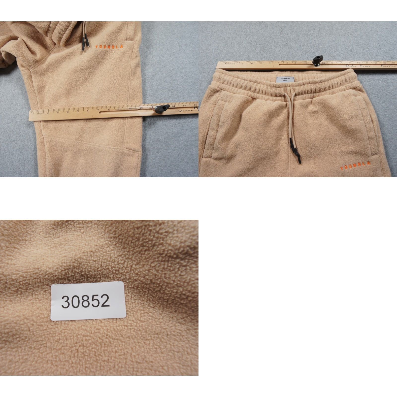 YoungLA Youngla Pants Mens Large Beige Fleece Sweatpants Streetwear Los Angeles Casual Size US 33 - 9 Thumbnail