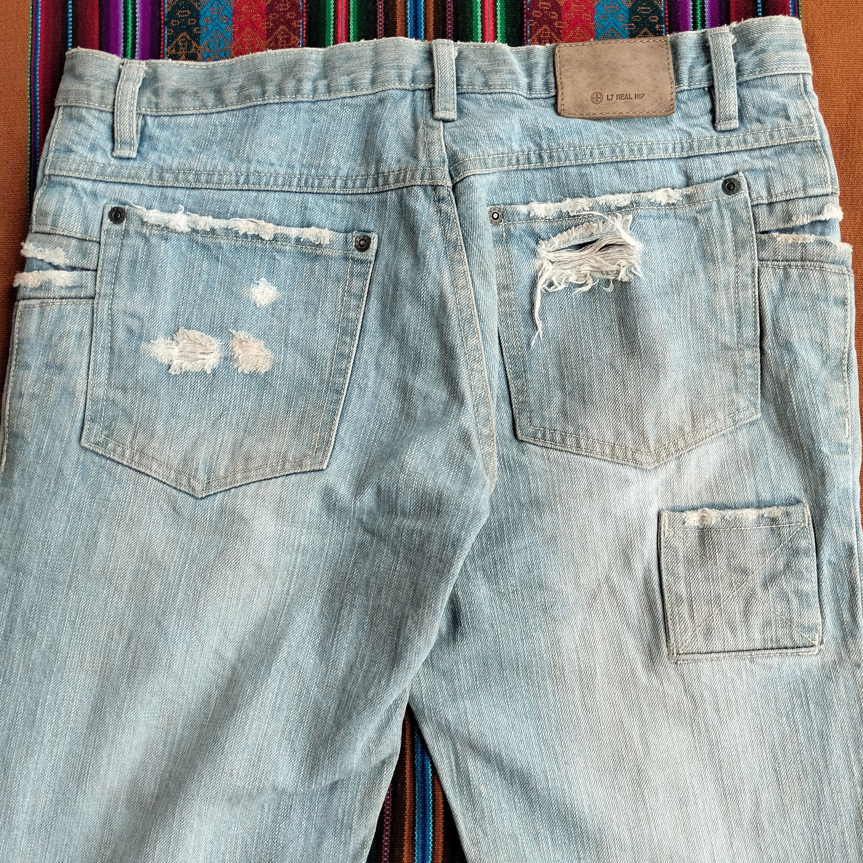 Le Grande Bleu (L.G.B.) mud wash distressed flare denim Size US 34 / EU 50 - 15 Thumbnail