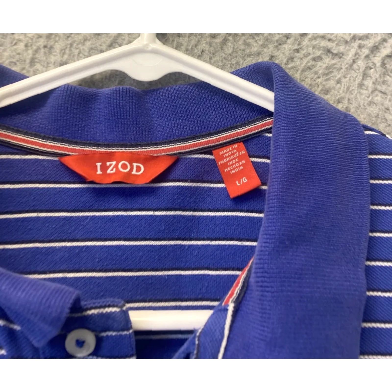 Izod IZOD Polo Shirt Mens Large Blue Stripe Short Sleeve/105-27 Size US L / EU 52-54 / 3 - 3 Thumbnail