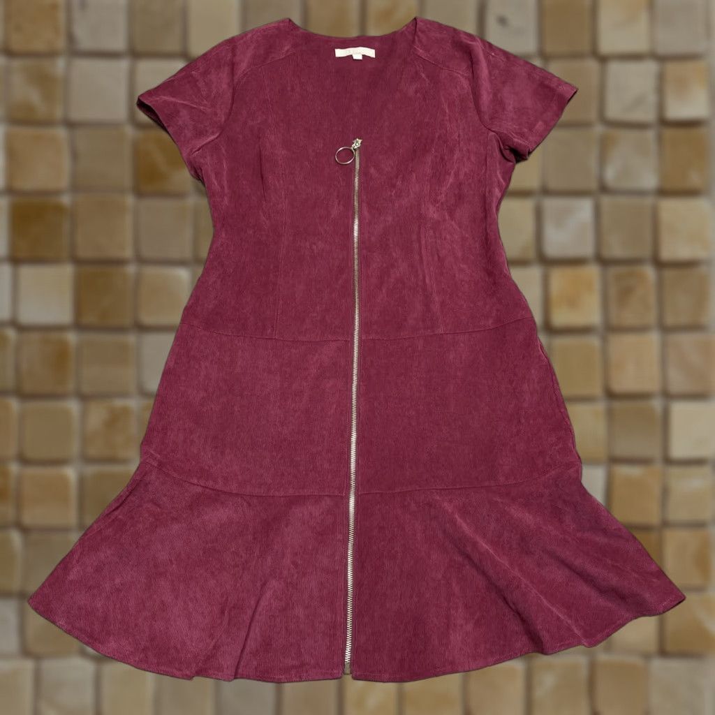 Hope Hope & Harlow Dress Red Corduroy Front Zip SZ 10 Size L / US 10 / IT 46 - 1 Thumbnail