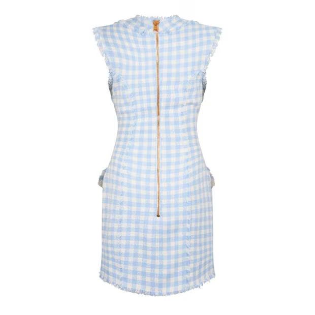 Balmain o1g2r1mq0924 Mini Dress in White & Blue Size XS / US 0-2 / IT 36-38 - 2 Thumbnail