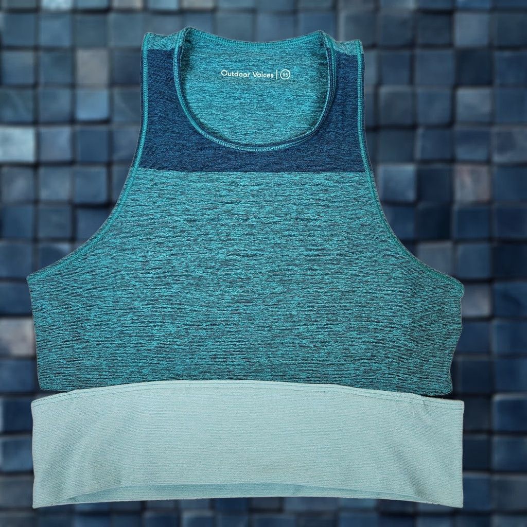 Outdoor Voices Outdoor voice Cropped Tank Womens XS Green Round Neck Sleeveless Irregular? (adjusted) Size XS / US 0-2 / IT 36-38 - 1 Thumbnail