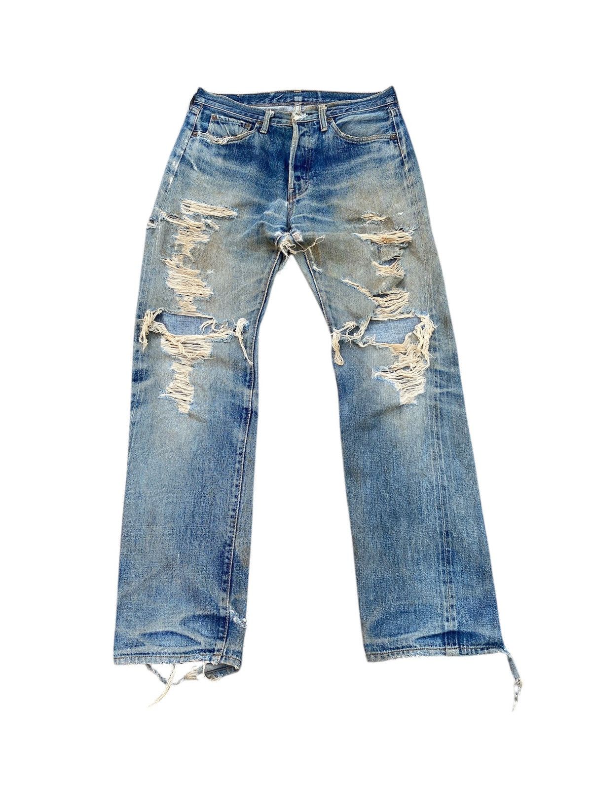 Denime Denime Japan Thrashed Distressed Selvedge Denim Size US 30 / EU 46 - 1 Thumbnail