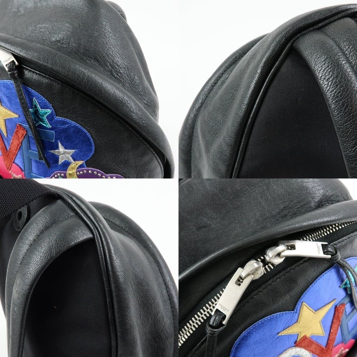 Saint Laurent Paris Saint Laurent City Love Patch Calfskin Backpack Black Size ONE SIZE - 6 Thumbnail