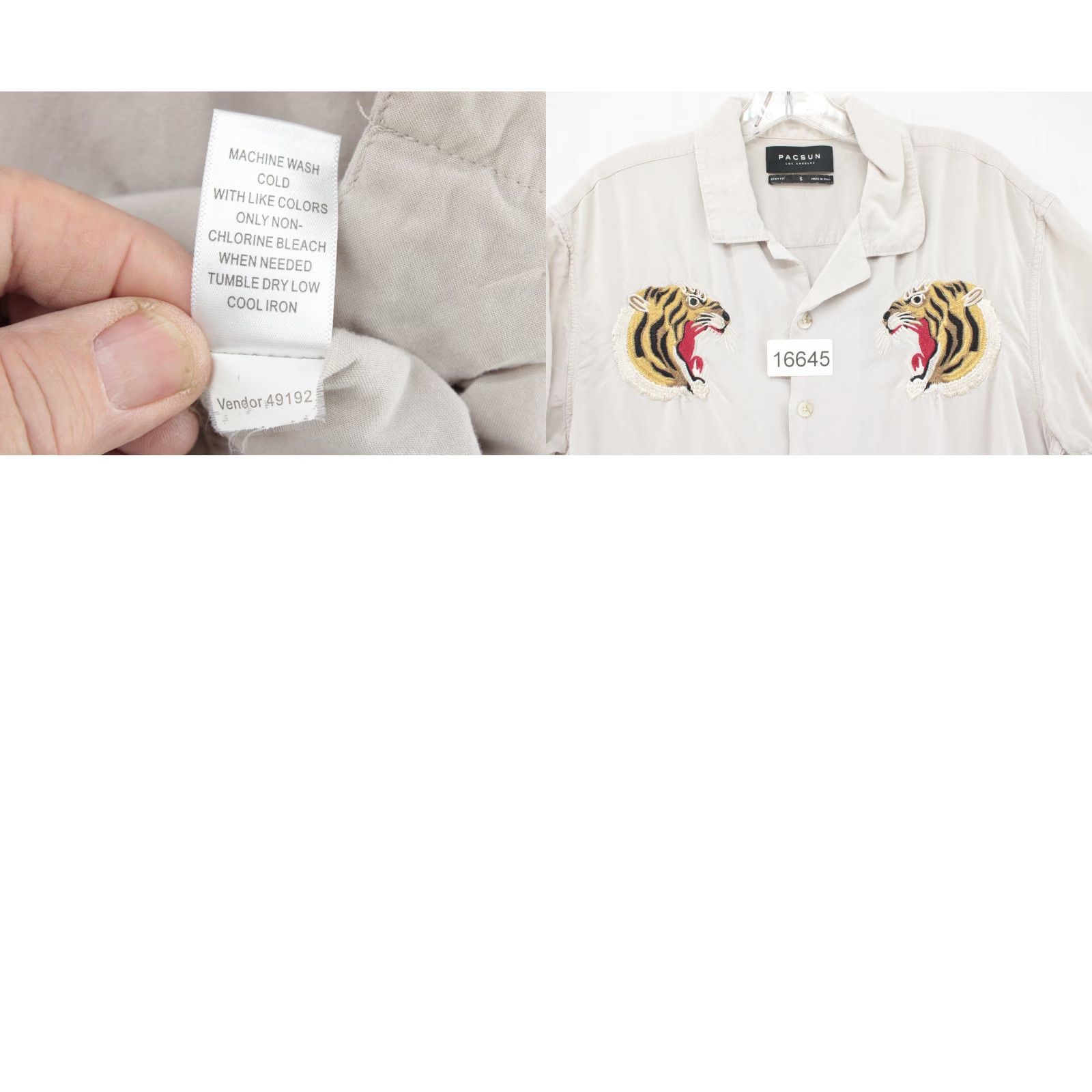 Pacsun VINTAGE PACSUN Shirt Men’s Small Beige Embroidered Tigers Cats Short Sleeve Button Down Size US S / EU 44-46 / 1 - 8 Thumbnail