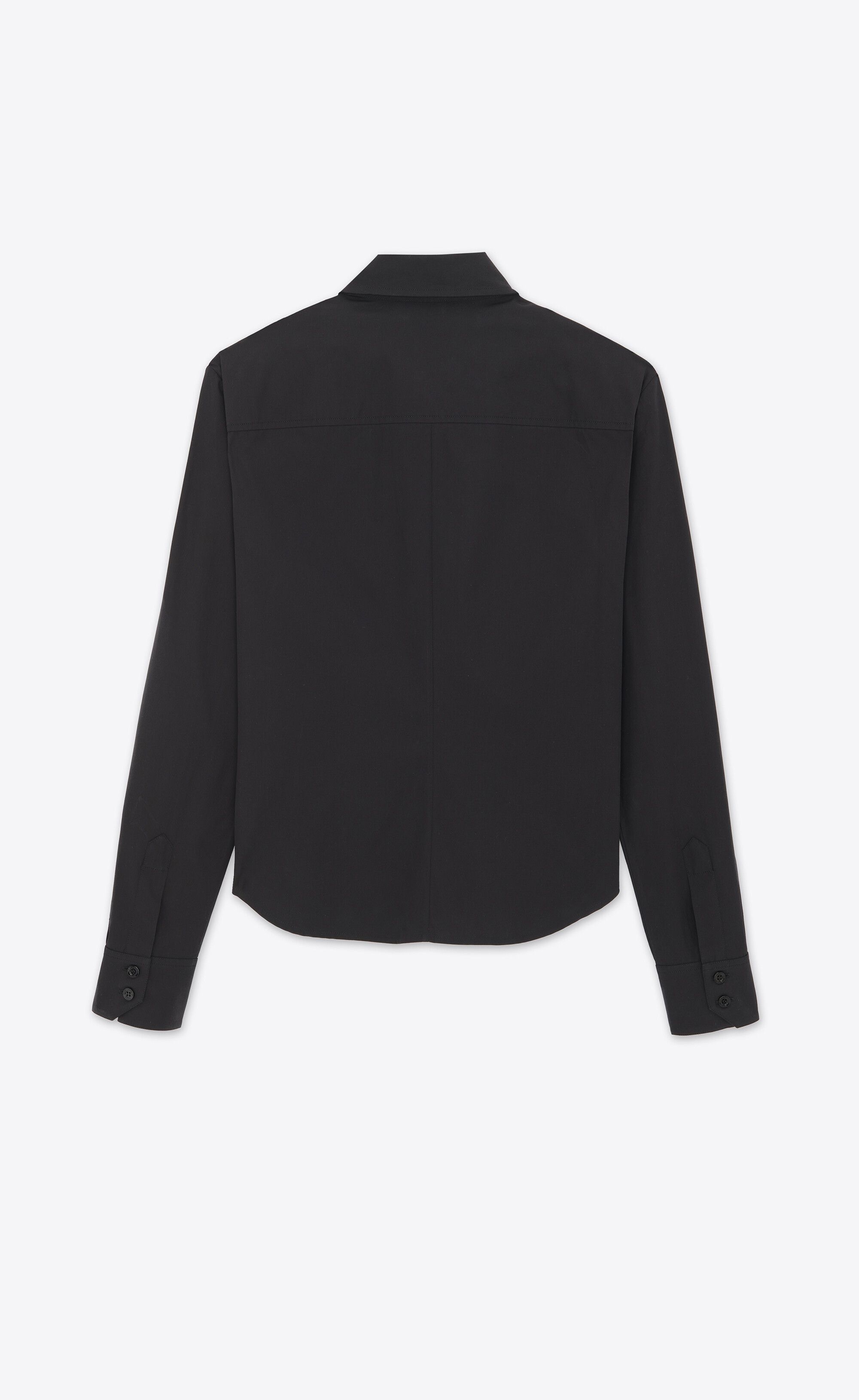 Saint Laurent Paris o1la1rc1a0425 735597 Army Shirt In Cotton Poplin in Black Size L / US 10 / IT 46 - 2 Thumbnail