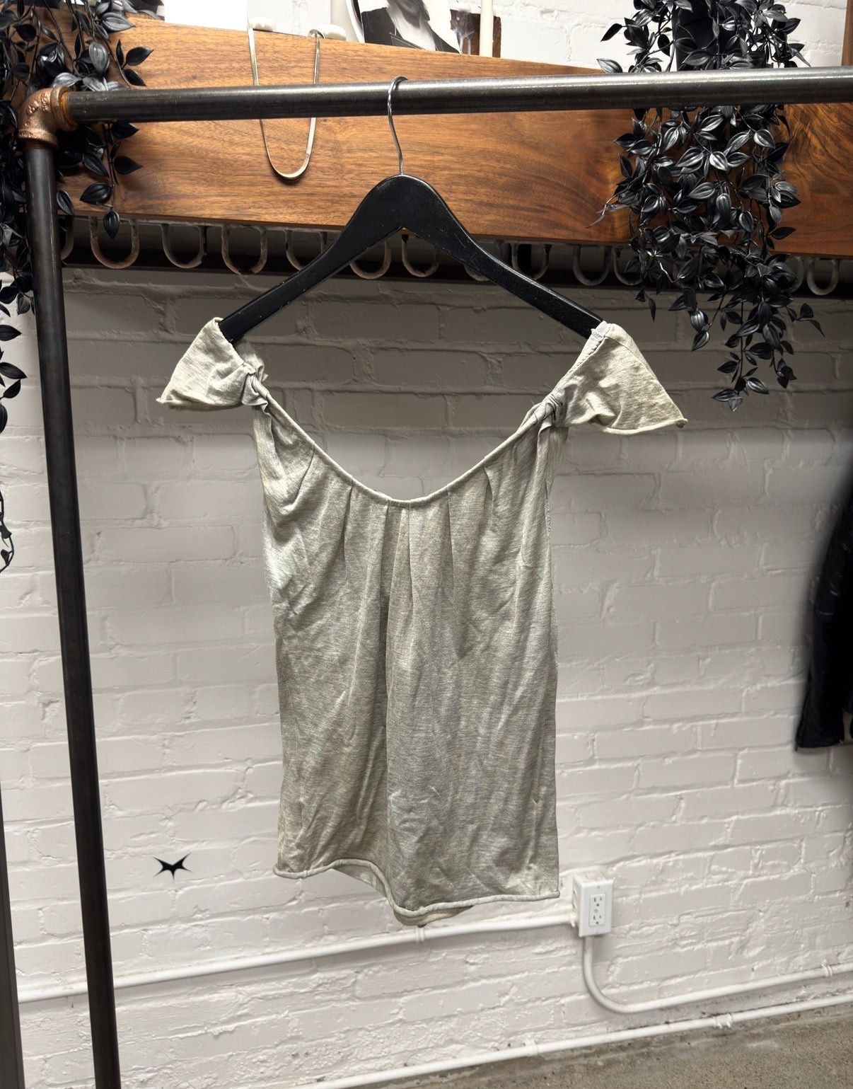 Gucci Gucci Grey Cotton Lace Up off the Shoulder Top Size S / US 4 / IT 40 - 3 Thumbnail