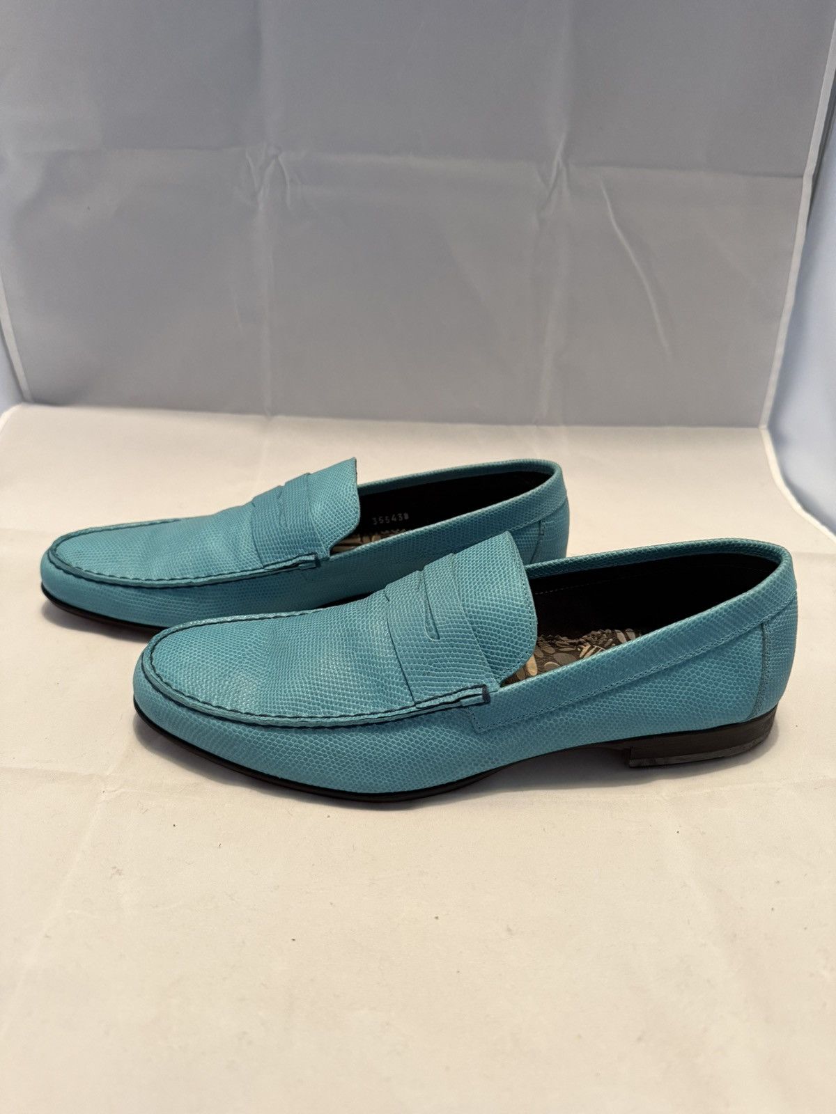 Paul Smith Paul Smith 8.1/2 Men's Blue Lizard-Effect Leather Loafers Size US 8.5 / EU 41-42 - 1 Thumbnail