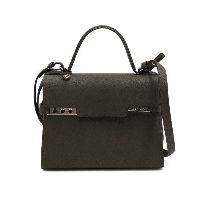 Delvaux Tempête MM Tote Bag in Khaki Crispy Calf Size ONE SIZE - 1 Thumbnail