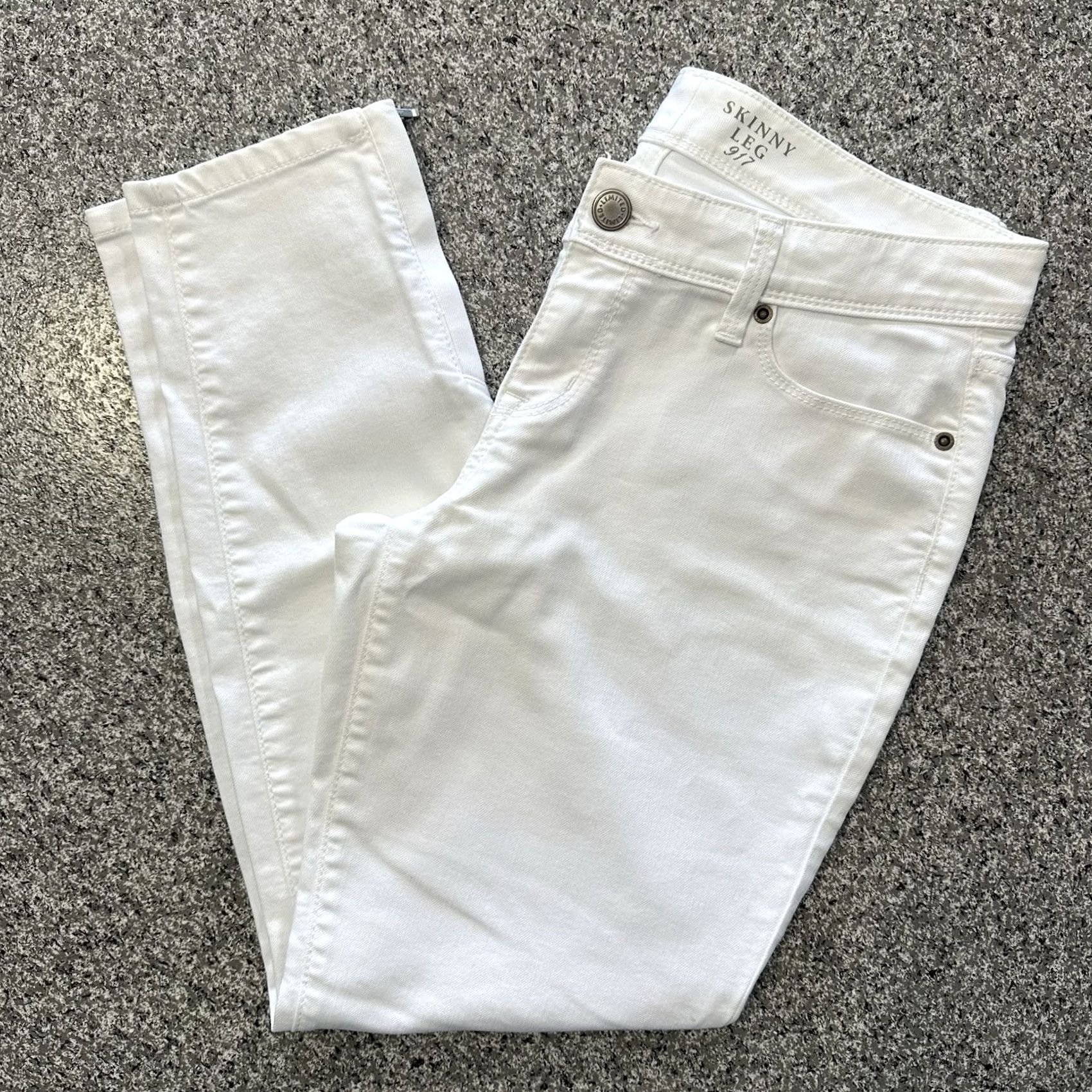 Vintage The Limited White Denim Jeans Womens 10 Skinny 32x28 Ankle Zip Stretch 917 5-Pocket Size 24" / US 00 / IT 34 - 2 Thumbnail