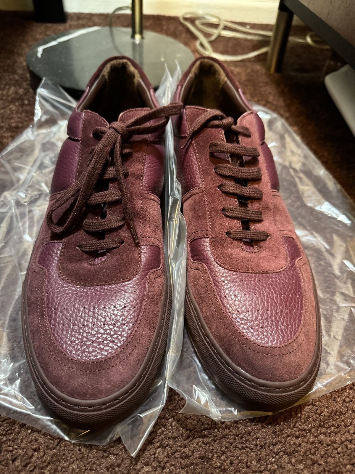 Common Projects Common Projects Bball Low Bordeaux Burgundy suede 44 US 11 Grailed