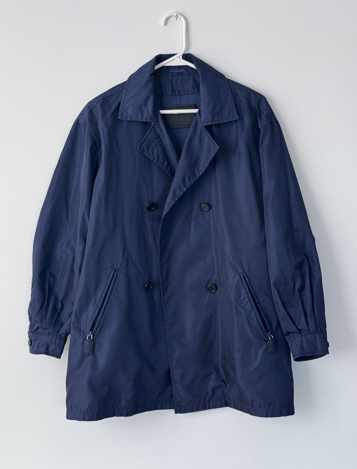 Prada Prada Nylon Double Breasted Coat Navy S Size US S / EU 44-46 / 1 - 1 Thumbnail